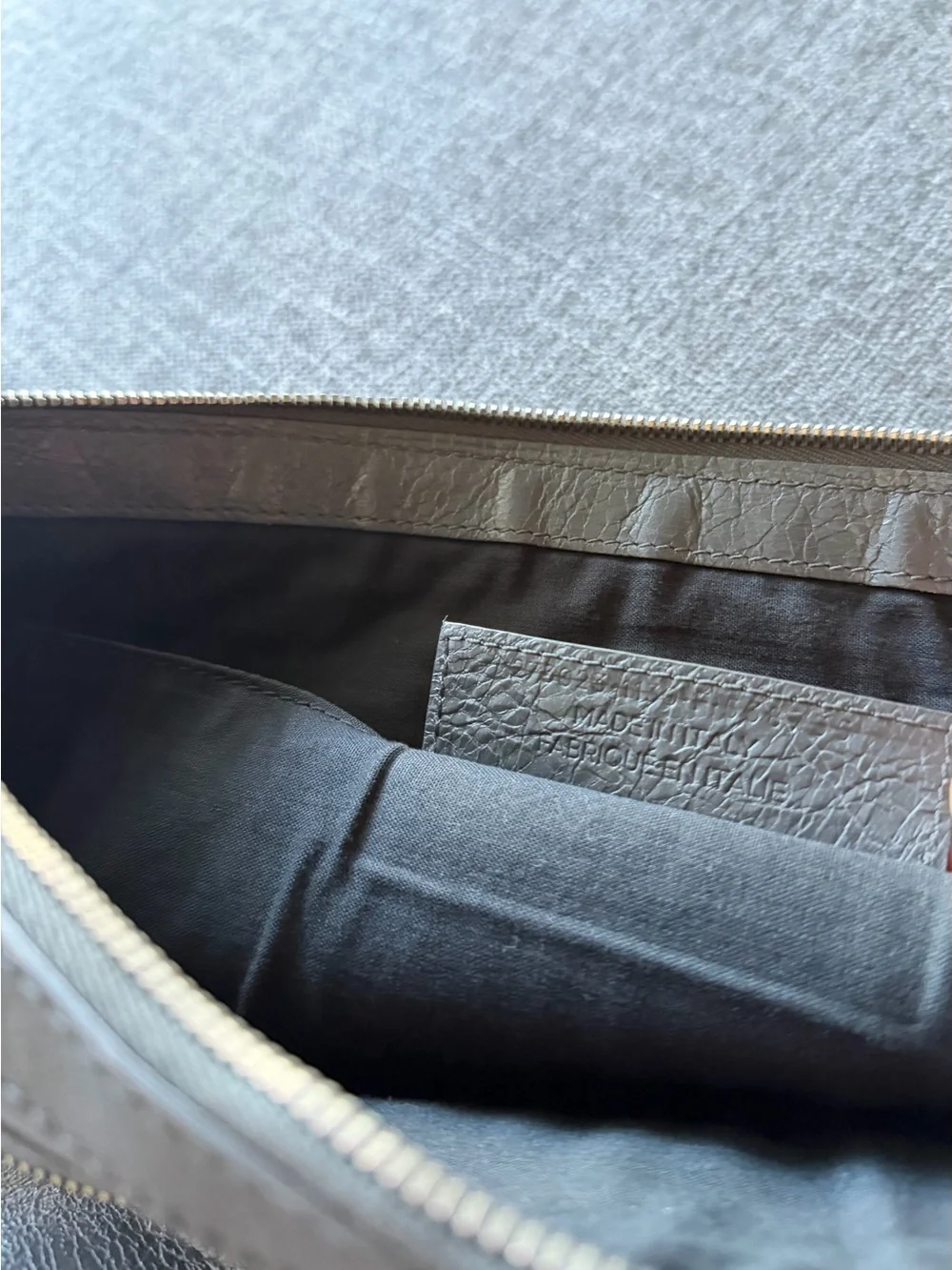 Balenciaga Gray Leather Zip Clutch